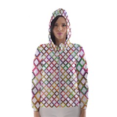 Grid Colorful Multicolored Square Women s Hooded Windbreaker by HermanTelo