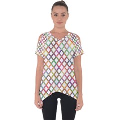 Grid Colorful Multicolored Square Cut Out Side Drop Tee by HermanTelo