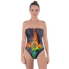 Smoke Rainbow Abstract Fractal Tie Back One Piece Swimsuit by HermanTelo