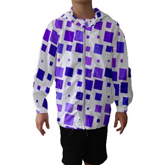 Square Purple Angular Sizes Kids  Hooded Windbreaker by HermanTelo