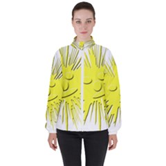 Smilie Sun Emoticon Yellow Cheeky Women s High Neck Windbreaker