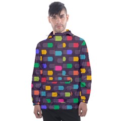 Background Colorful Geometric Men s Front Pocket Pullover Windbreaker by HermanTelo