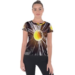Abstract Exploding Design Short Sleeve Sports Top 