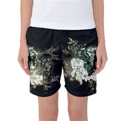 Awesome Tiger With Flowers Women s Basketball Shorts by FantasyWorld7