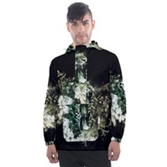 Awesome Tiger With Flowers Men s Front Pocket Pullover Windbreaker by FantasyWorld7