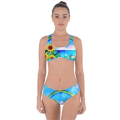 Sunflower And Rainbow Ocean Bokeh Criss Cross Bikini Set by Pakrebo