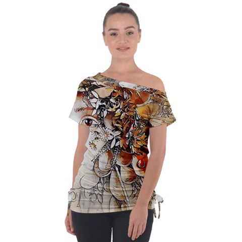 Collage Art The Statue Of Shell Tie-up Tee by Pakrebo