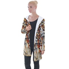 Collage Art The Statue Of Shell Longline Hooded Cardigan by Pakrebo