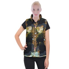 Cute Fairy With Awesome Wolf In The Night Women s Button Up Vest by FantasyWorld7