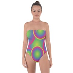 Background Colourful Circles Tie Back One Piece Swimsuit by HermanTelo