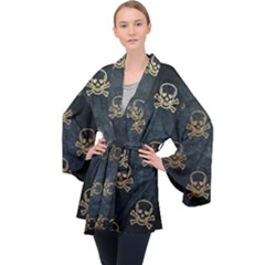 Golden Glitter Skeleton Gothic Velvet Kimono Robe by HermanTelo