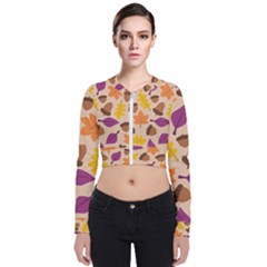 Acorn Leaves Pattern Long Sleeve Zip Up Bomber Jacket by HermanTelo