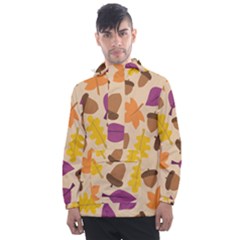 Acorn Leaves Pattern Men s Front Pocket Pullover Windbreaker by HermanTelo