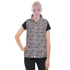 Halloween Witch Pattern Grey Women s Button Up Vest by snowwhitegirl