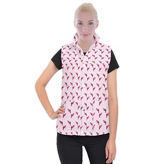 Pink Parrot Pattern Women s Button Up Vest