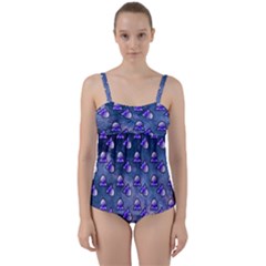 Kawaii Space Rocket Pattern Twist Front Tankini Set