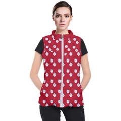 Lazy Bat One Red Pattern Women s Puffer Vest