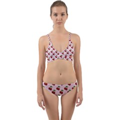 Retro Pink Cherries Wrap Around Bikini Set by snowwhitegirl