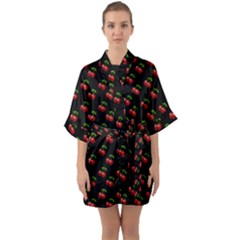 Retro Black Cherries Quarter Sleeve Kimono Robe by snowwhitegirl