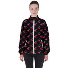 Retro Black Cherries Women s High Neck Windbreaker