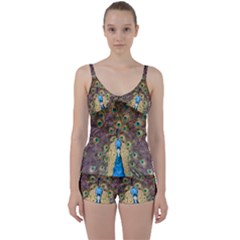 Bird Peacock Feather Tie Front Two Piece Tankini by HermanTelo