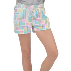 Color Blocks Abstract Background Women s Velour Lounge Shorts by HermanTelo