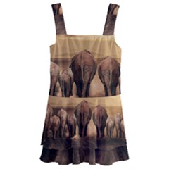 Elephant Dust Road Africa Savannah Kids  Layered Skirt Swimsuit by HermanTelo