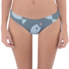 Fish Star Water Pattern Reversible Hipster Bikini Bottoms by HermanTelo