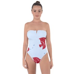 Fish Red Sea Water Swimming Tie Back One Piece Swimsuit by HermanTelo