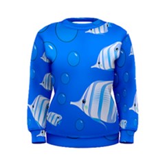 Fish School Bubbles Underwater Sea Women s Sweatshirt by HermanTelo