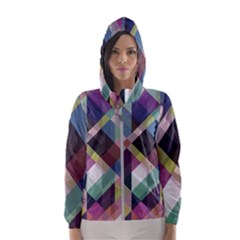 Geometric Blue Violet Pink Women s Hooded Windbreaker by HermanTelo