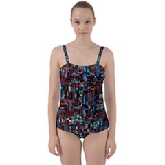 Mosaic Abstract Twist Front Tankini Set by HermanTelo