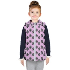 Girl Face Lilac Kids  Hooded Puffer Vest by snowwhitegirl