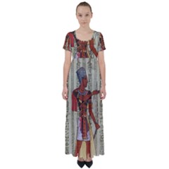 Egyptian Design Man Royal High Waist Short Sleeve Maxi Dress by Sapixe