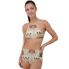 Egyptian Paper Papyrus Hieroglyphs High Waist Tankini Set by Sapixe