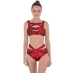 Awesome Creepy Skull With Crowm In Red Colors Bandaged Up Bikini Set  by FantasyWorld7