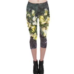 April Pansies Capri Leggings  by Riverwoman