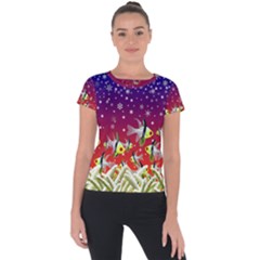 Sea Snow Christmas Coral Fish Short Sleeve Sports Top  by HermanTelo