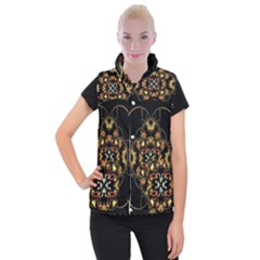 Fractal Stained Glass Ornate Women s Button Up Vest by Sapixe