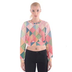 Background Geometric Triangle Cropped Sweatshirt by Sapixe