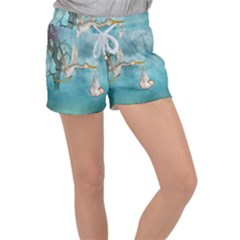 Cute Baby Is Coming With Stork Women s Velour Lounge Shorts by FantasyWorld7