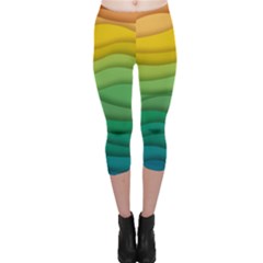 Waves Texture Capri Leggings  by HermanTelo