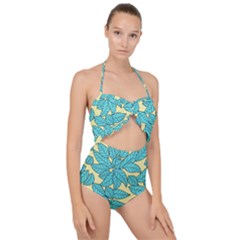 Leaves Dried Scallop Top Cut Out Swimsuit by Mariart