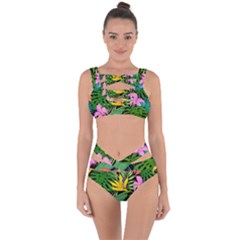 Tropical Greens Leaves Bandaged Up Bikini Set  by Alisyart