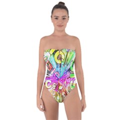 Music Abstract Sound Colorful Tie Back One Piece Swimsuit by Bajindul