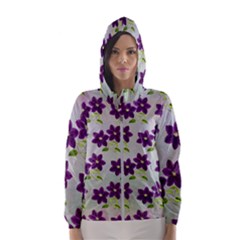 Purple Flower Women s Hooded Windbreaker by Bajindul