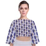 Seahorses Tie Back Butterfly Sleeve Chiffon Top