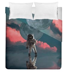 Astronaut Moon Space Planet Duvet Cover Double Side (queen Size) by Pakrebo