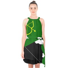 Flag Of Hunza  Halter Collar Waist Tie Chiffon Dress by abbeyz71