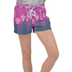 Floral Flowers Abstract Pink Women s Velour Lounge Shorts by Pakrebo